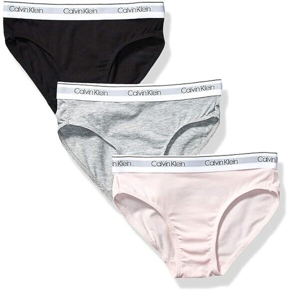 NWT New 3 Pack Calvin Klein Girls Large (10/12) Cotton Blend Bikini Underwear - Picture 1 of 2